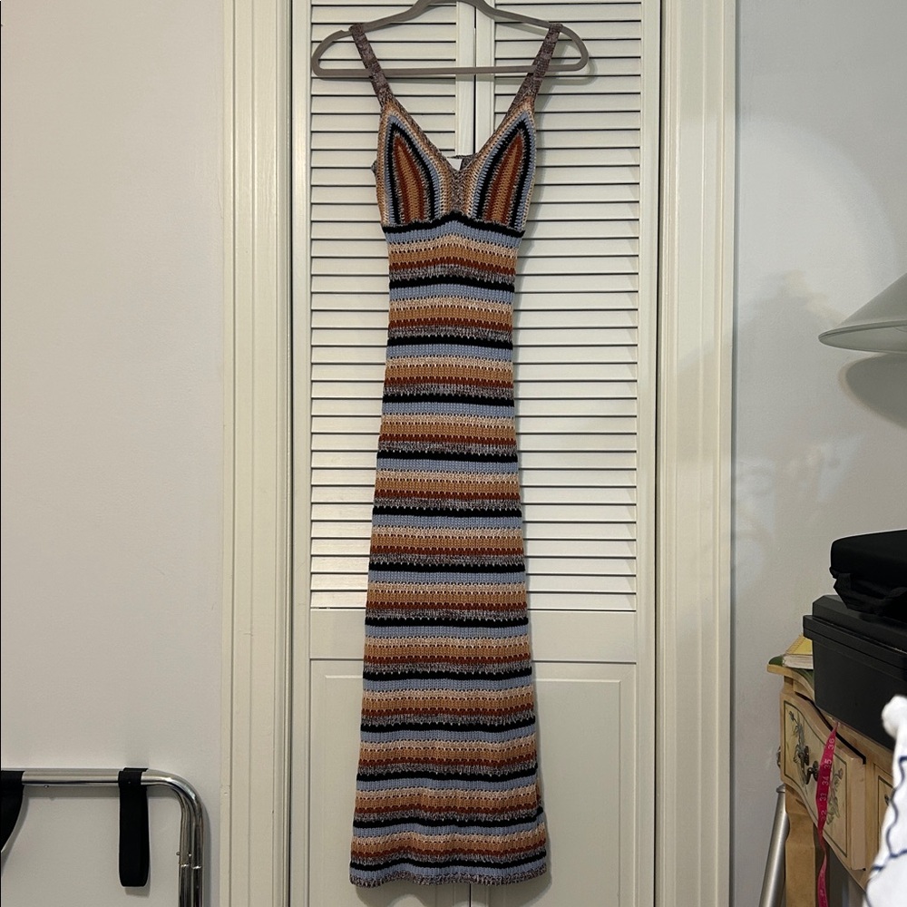 Sam Edelman crochet knit maxi dress fit and flare xs